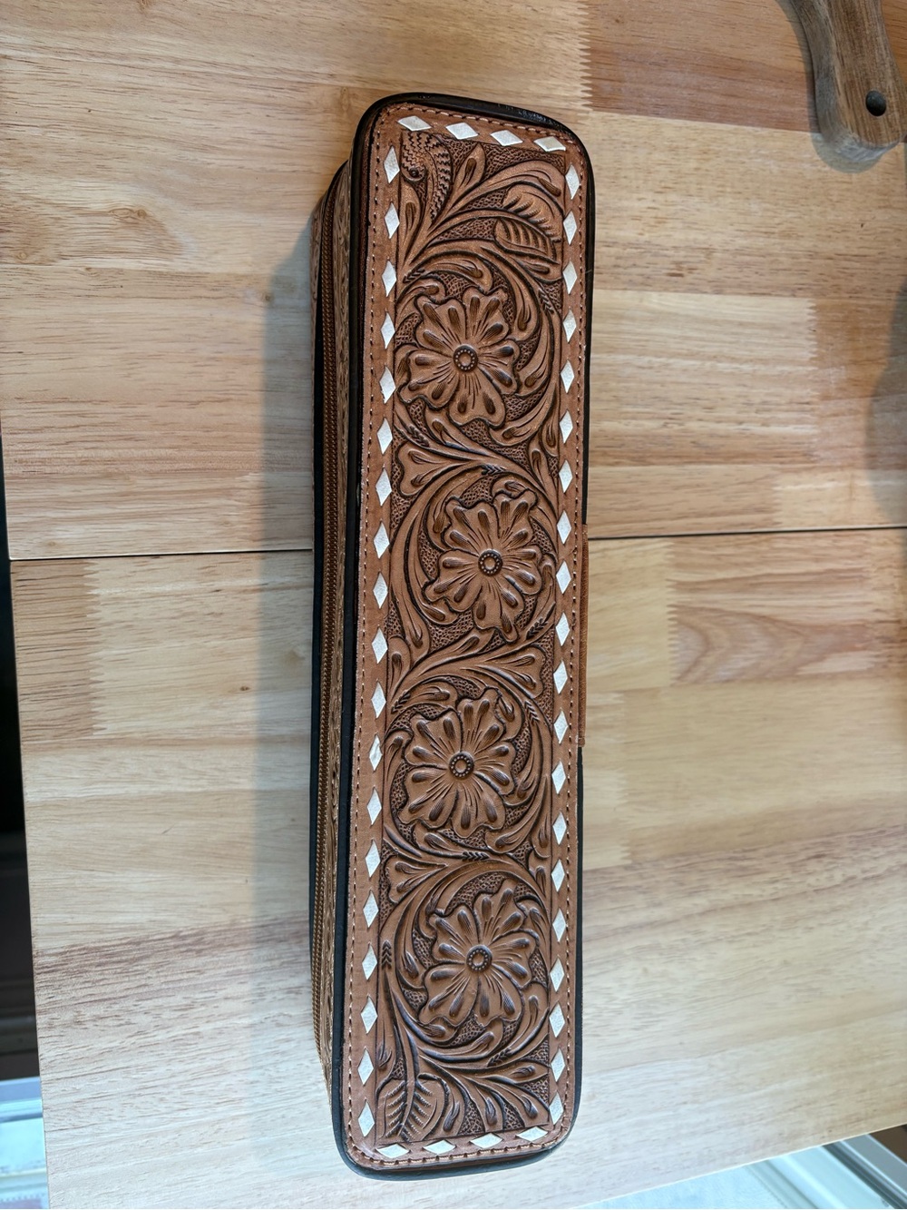 Leather Tooled tool case - Brown